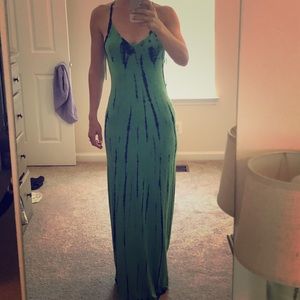 Long navy and green maxi